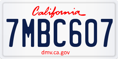 CA license plate 7MBC607