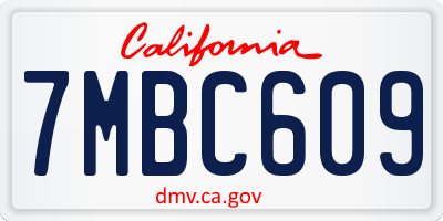 CA license plate 7MBC609