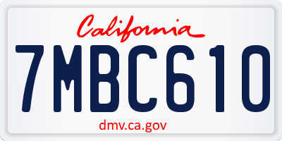CA license plate 7MBC610