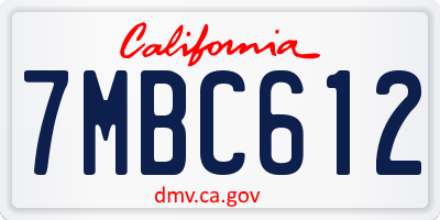 CA license plate 7MBC612