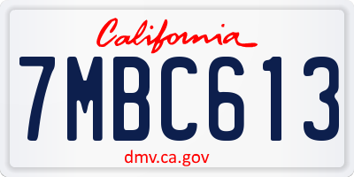 CA license plate 7MBC613