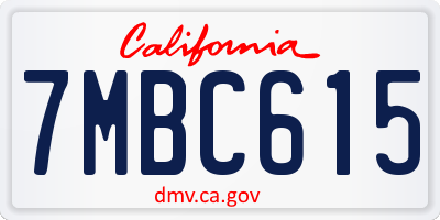 CA license plate 7MBC615