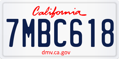CA license plate 7MBC618