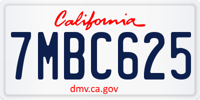 CA license plate 7MBC625