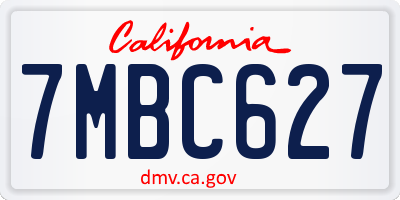 CA license plate 7MBC627