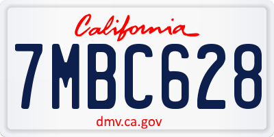 CA license plate 7MBC628