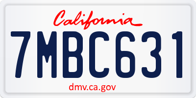 CA license plate 7MBC631