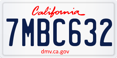 CA license plate 7MBC632