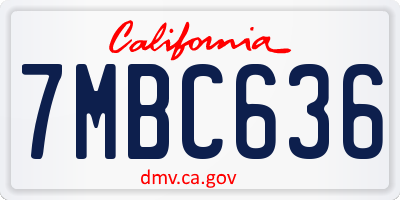 CA license plate 7MBC636