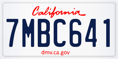 CA license plate 7MBC641