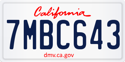 CA license plate 7MBC643