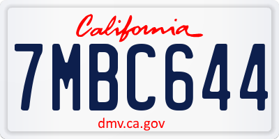 CA license plate 7MBC644