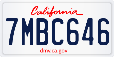 CA license plate 7MBC646