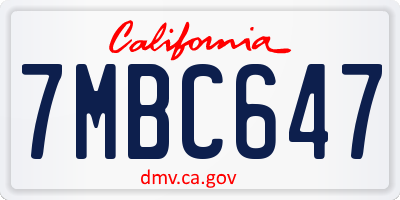 CA license plate 7MBC647