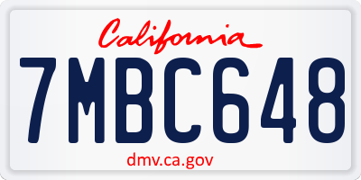 CA license plate 7MBC648