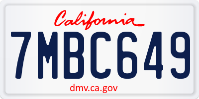 CA license plate 7MBC649
