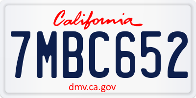 CA license plate 7MBC652