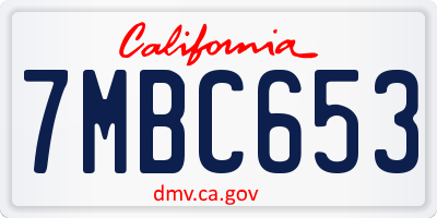 CA license plate 7MBC653
