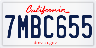 CA license plate 7MBC655