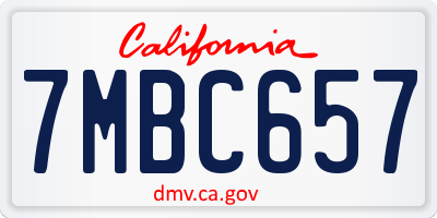 CA license plate 7MBC657