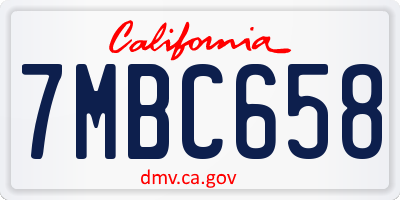 CA license plate 7MBC658
