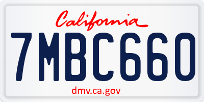 CA license plate 7MBC660