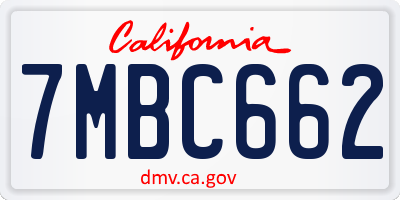 CA license plate 7MBC662