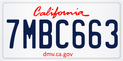 CA license plate 7MBC663