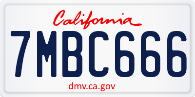 CA license plate 7MBC666