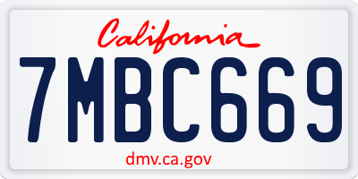 CA license plate 7MBC669
