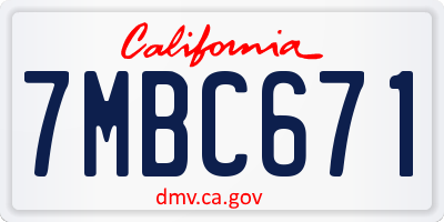 CA license plate 7MBC671