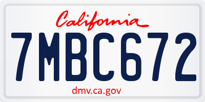 CA license plate 7MBC672