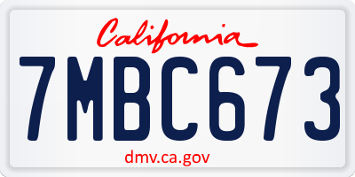 CA license plate 7MBC673