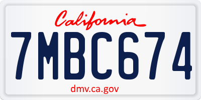 CA license plate 7MBC674