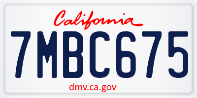 CA license plate 7MBC675