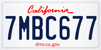 CA license plate 7MBC677