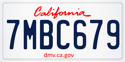 CA license plate 7MBC679