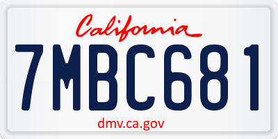 CA license plate 7MBC681
