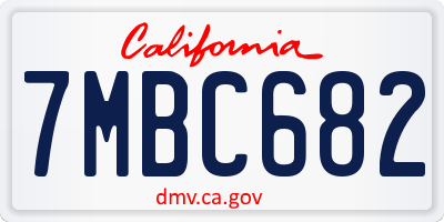 CA license plate 7MBC682