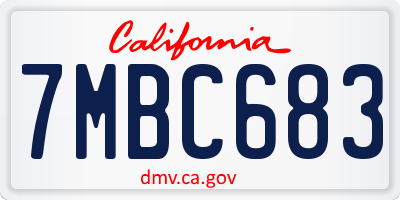 CA license plate 7MBC683