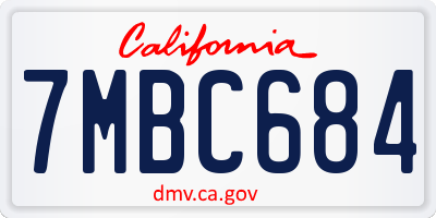 CA license plate 7MBC684