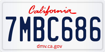 CA license plate 7MBC686