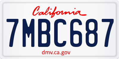 CA license plate 7MBC687