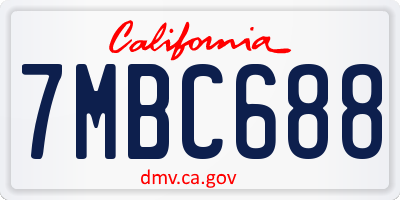 CA license plate 7MBC688