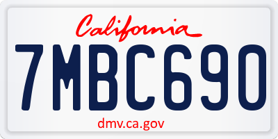 CA license plate 7MBC690