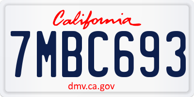 CA license plate 7MBC693