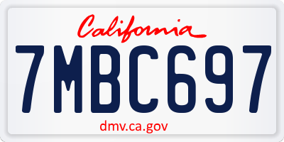 CA license plate 7MBC697