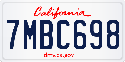 CA license plate 7MBC698