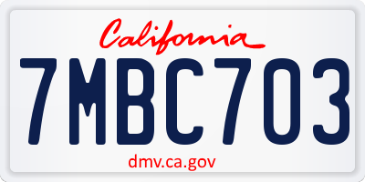 CA license plate 7MBC703