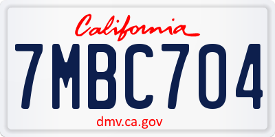CA license plate 7MBC704
